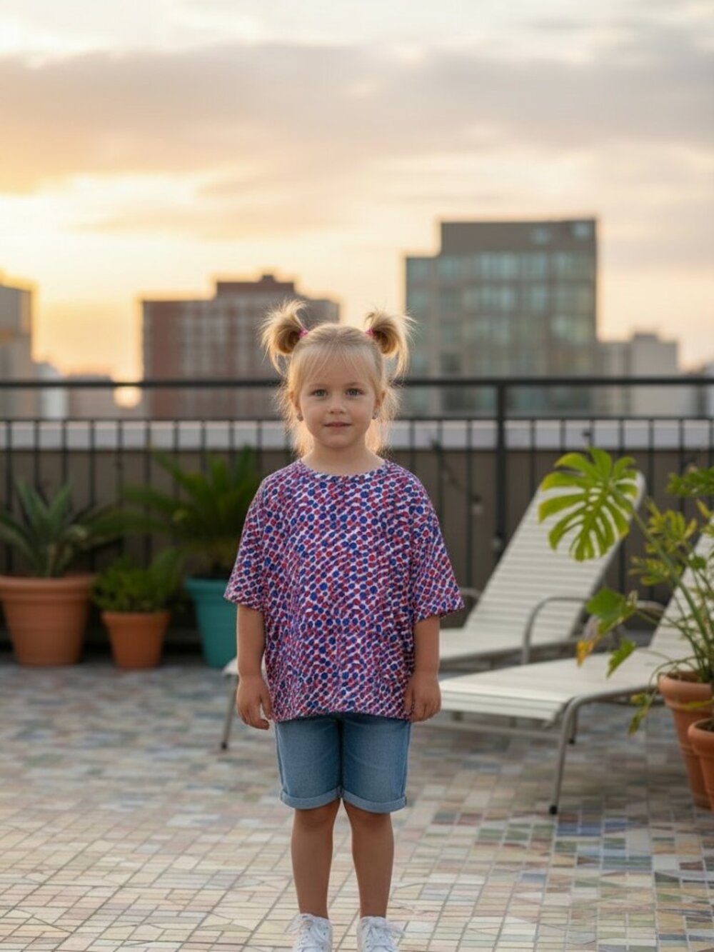 Rockets of Awesome Red White Blue Geometric Dot Tee Girls 5